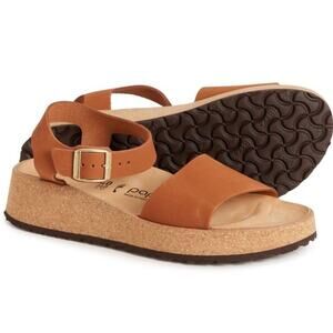 Papillio Birkenstock Glenda Pecan Nubuck leather platform wedge sandals Sz 9 NEW